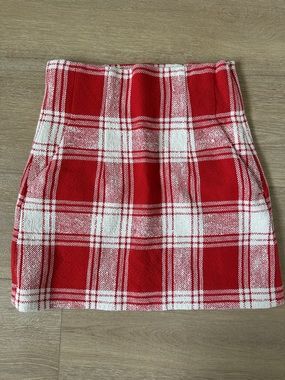 Zara Red and White Checkered Mini Skirt